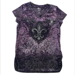 Wrangler Rock 47 purple short sleeve burnout tee size large